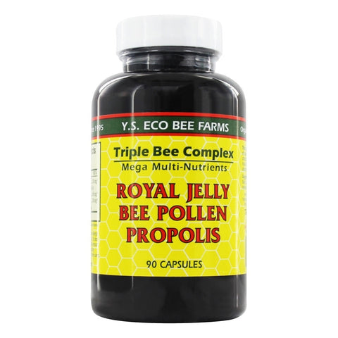 YS Eco Bee Farms Triple Bee Complex - Royal Jelly, Bee Pollen, Propolis Capsules 90ct.